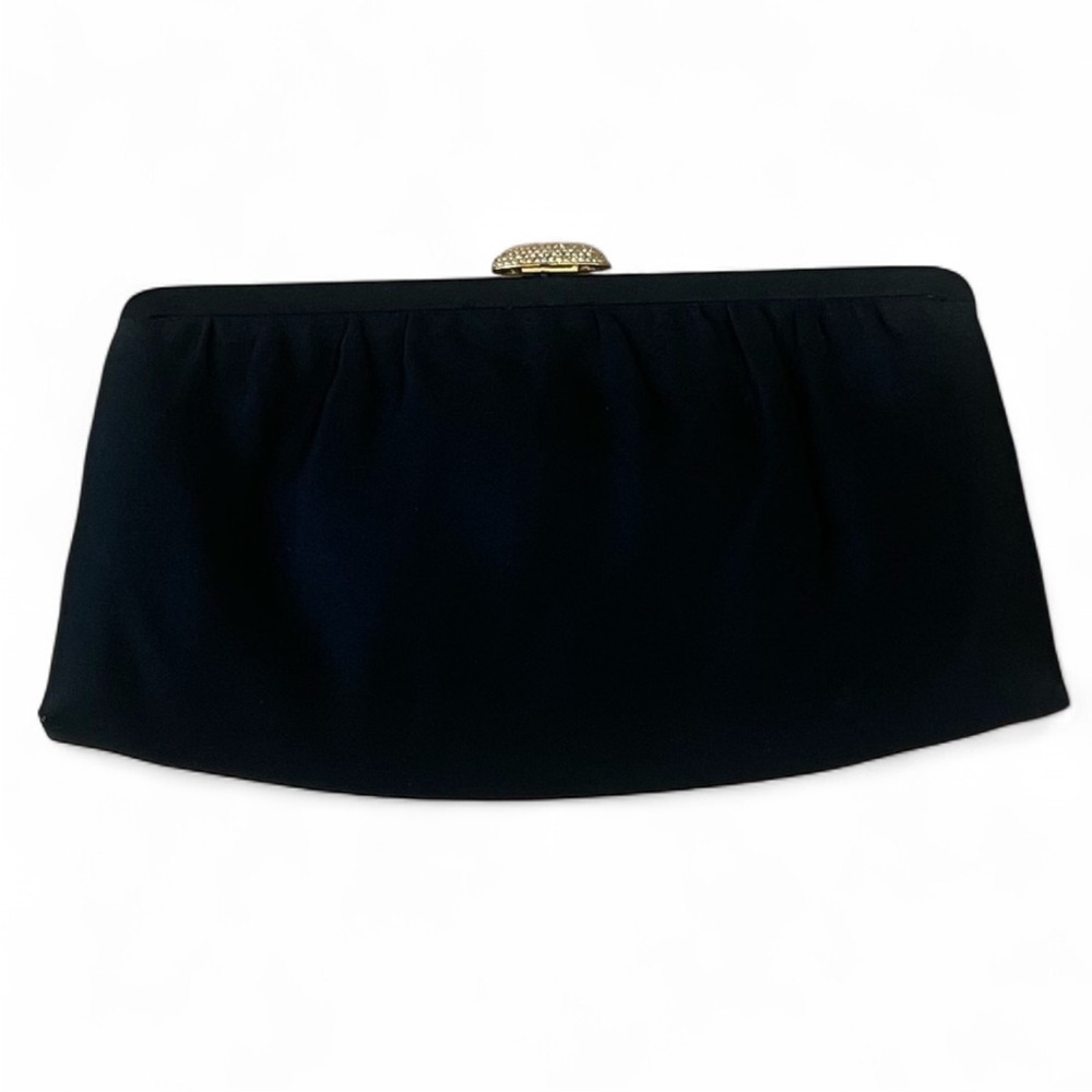 VINTAGE BLACK 100% SILK MORRIS MOSKOWITZ MM HANDBAG WITH CRYSTAL CLASP